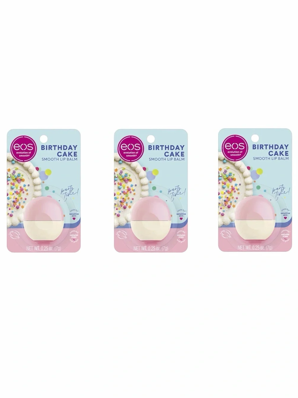 eos Birthday Cake Smooth Lip Balm 3 Pack Limited Edition Vanilla Cake Scent FC1